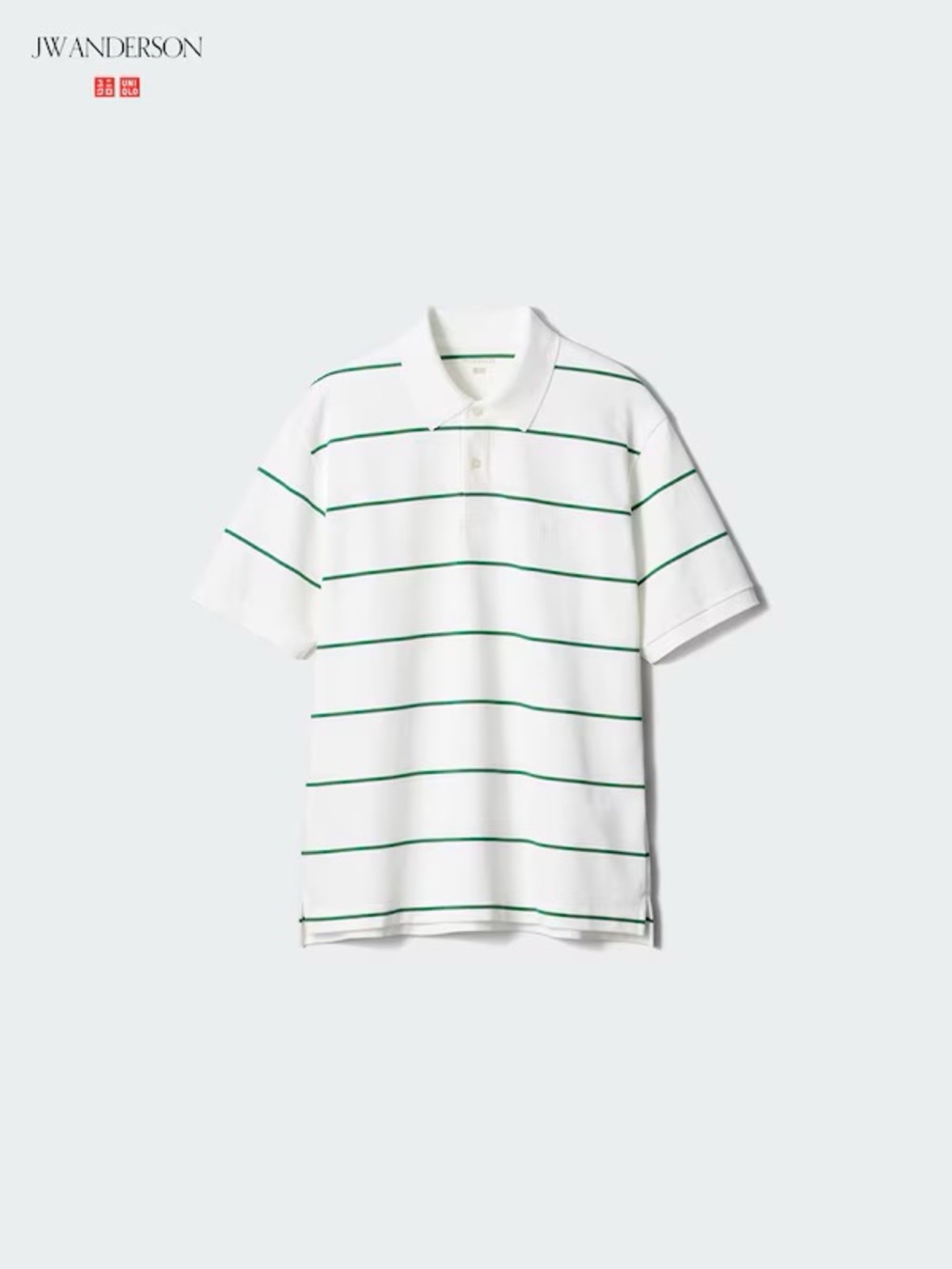 JW Anderson Uniqlo White Polo Shirt with Green Stripes